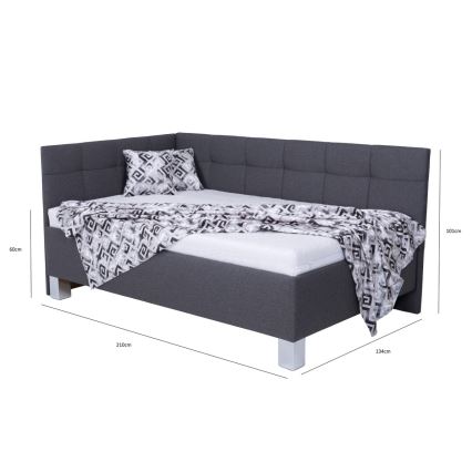 Stoppad säng med förvaring utan madrass MARIA PETITE 120x200 cm grå