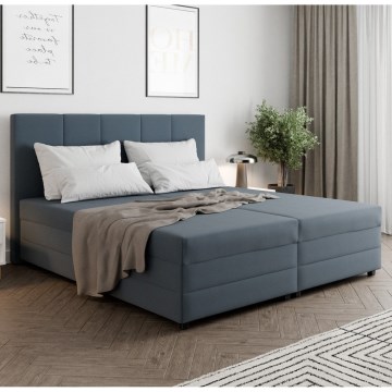 Stoppad säng med resårmadrass och förvaring ISABEL 160x200 grå