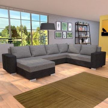 Stoppad universell bäddbar U-soffa YORK grå/beige/brun