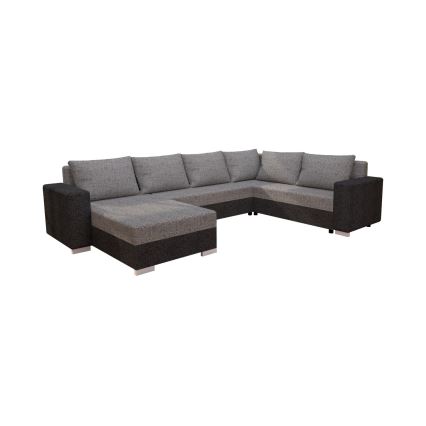 Stoppad universell bäddbar U-soffa YORK grå/beige/brun