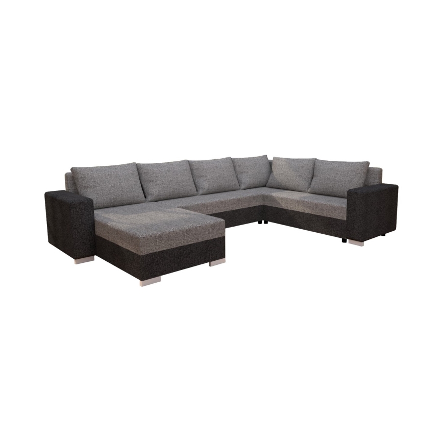Stoppad universell bäddbar U-soffa YORK grå/beige/brun