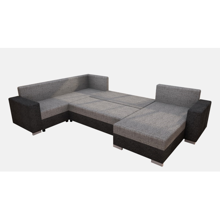 Stoppad universell bäddbar U-soffa YORK grå/beige/brun
