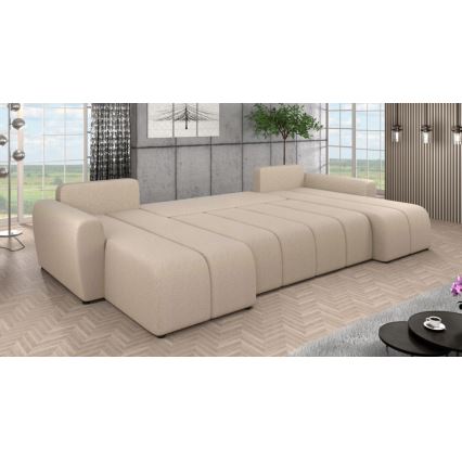 Stoppad universell U-soffa med bäddfunktion NEWPORT beige