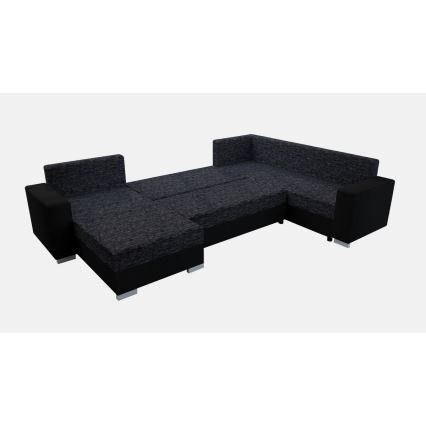 Stoppad universell U-soffa med bäddfunktion YORK svart/antracit