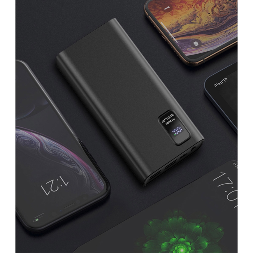 Strömbank med LED display kraftleverans  30000 mAh 3,7V svart