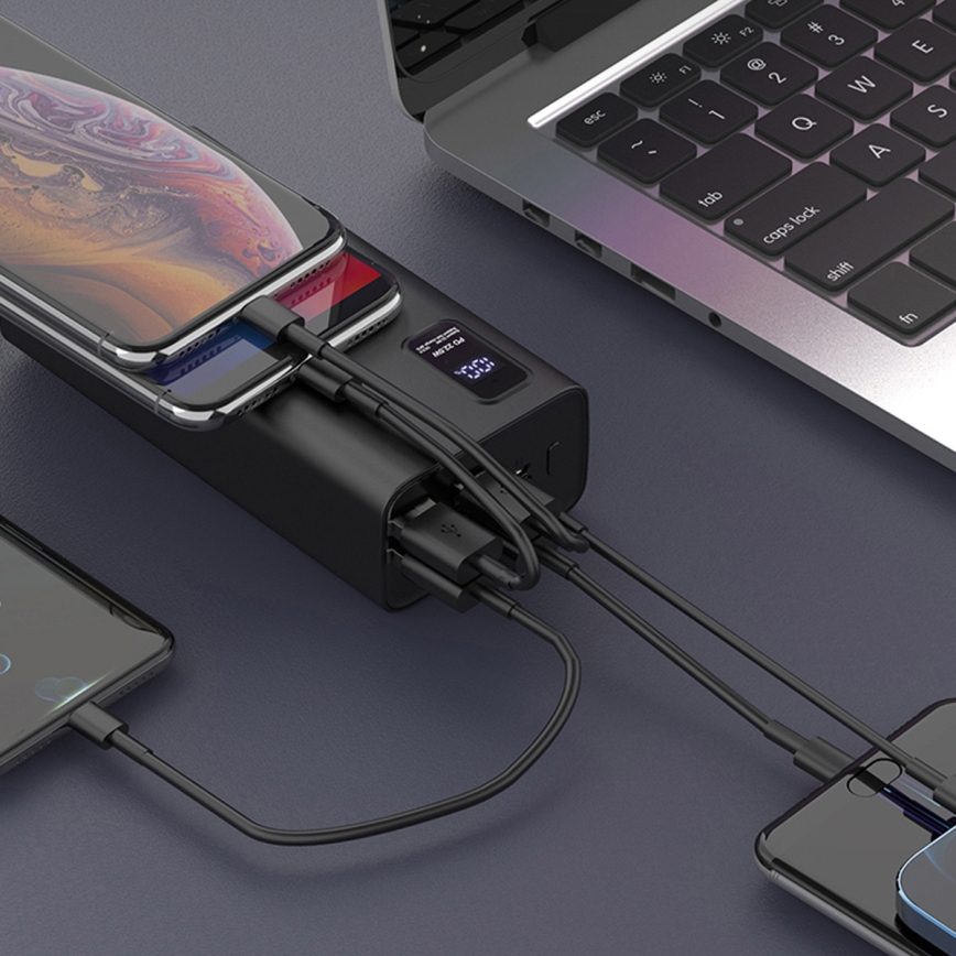 Strömbank med LED display kraftleverans  30000 mAh 3,7V svart