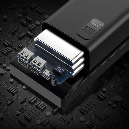 Strömbank med LED display kraftleverans  30000 mAh 3,7V svart