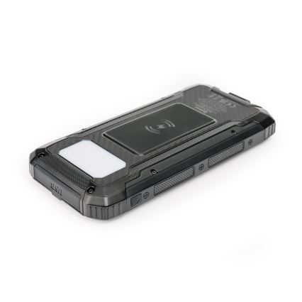 Strömbank med LED-ljus, trådlös laddning och solpanel Power Delivery 15W/10000 mAh svart