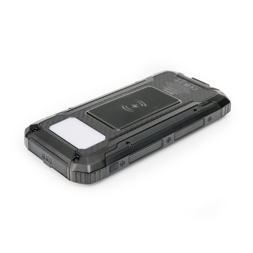 Strömbank med LED-ljus, trådlös laddning och solpanel Power Delivery 15W/10000 mAh svart