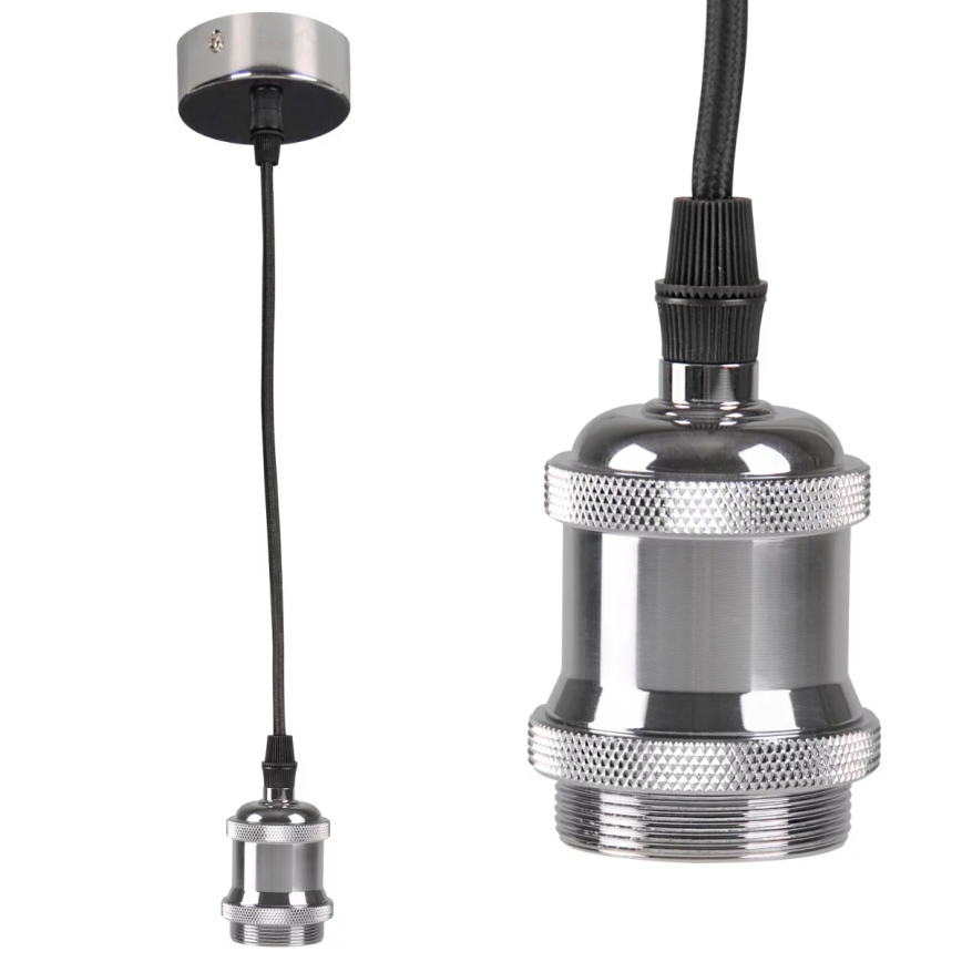 Strömkabel 1xE27/20W/230V skinande krom