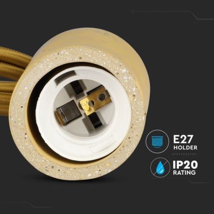 Strömkabel 1xE27/60W/230V betong/beige