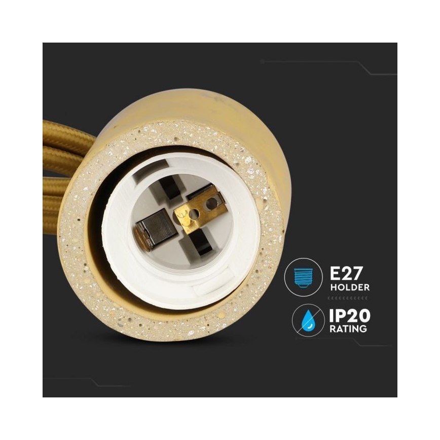 Strömkabel 1xE27/60W/230V betong/beige