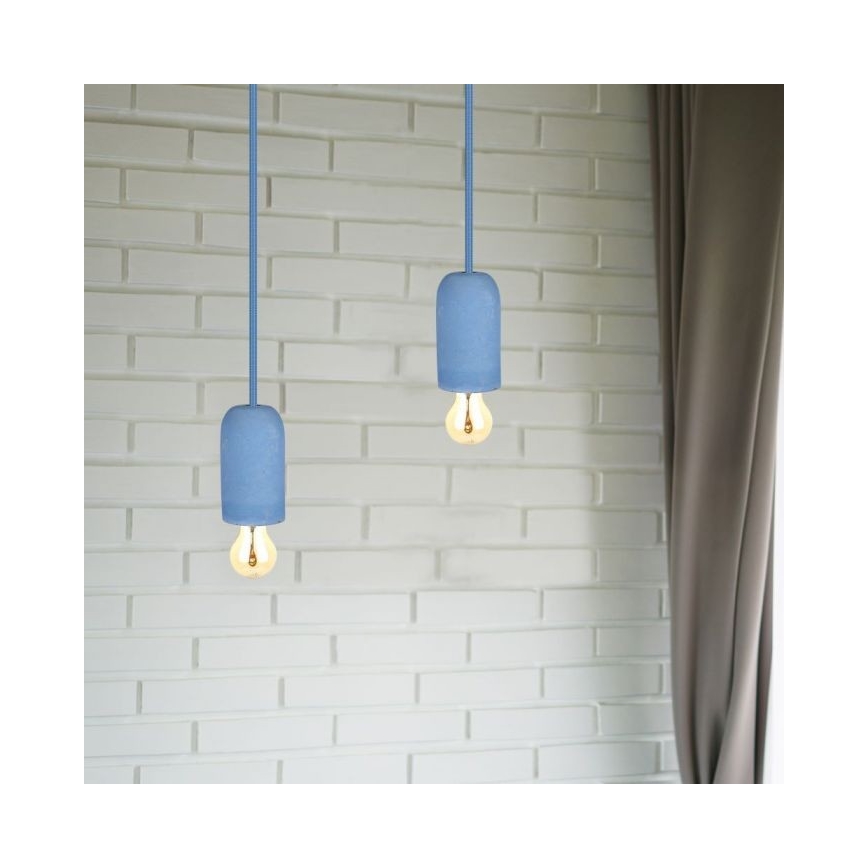 Strömkabel 1xE27/60W/230V betong/blå