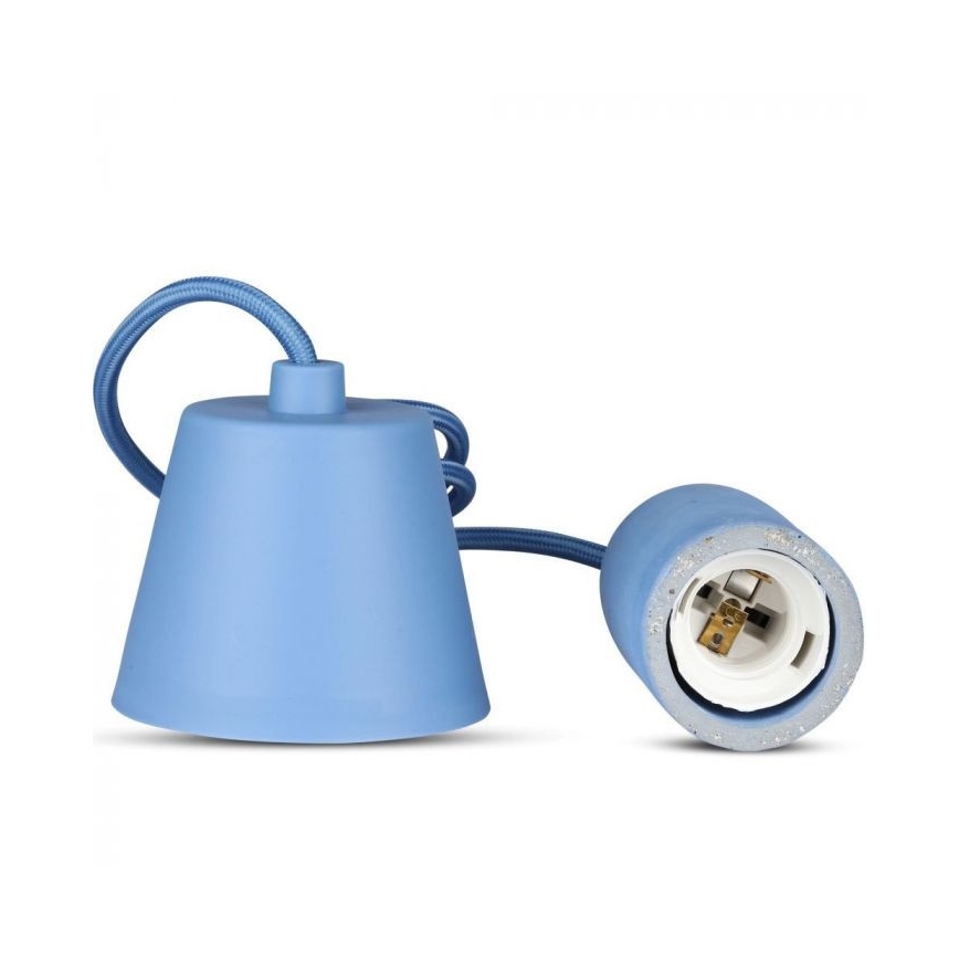 Strömkabel 1xE27/60W/230V betong/blå