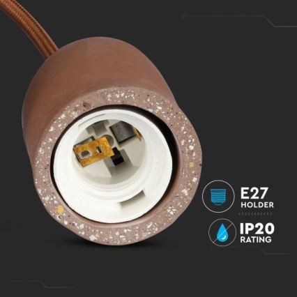 Strömkabel 1xE27/60W/230V betong/brun