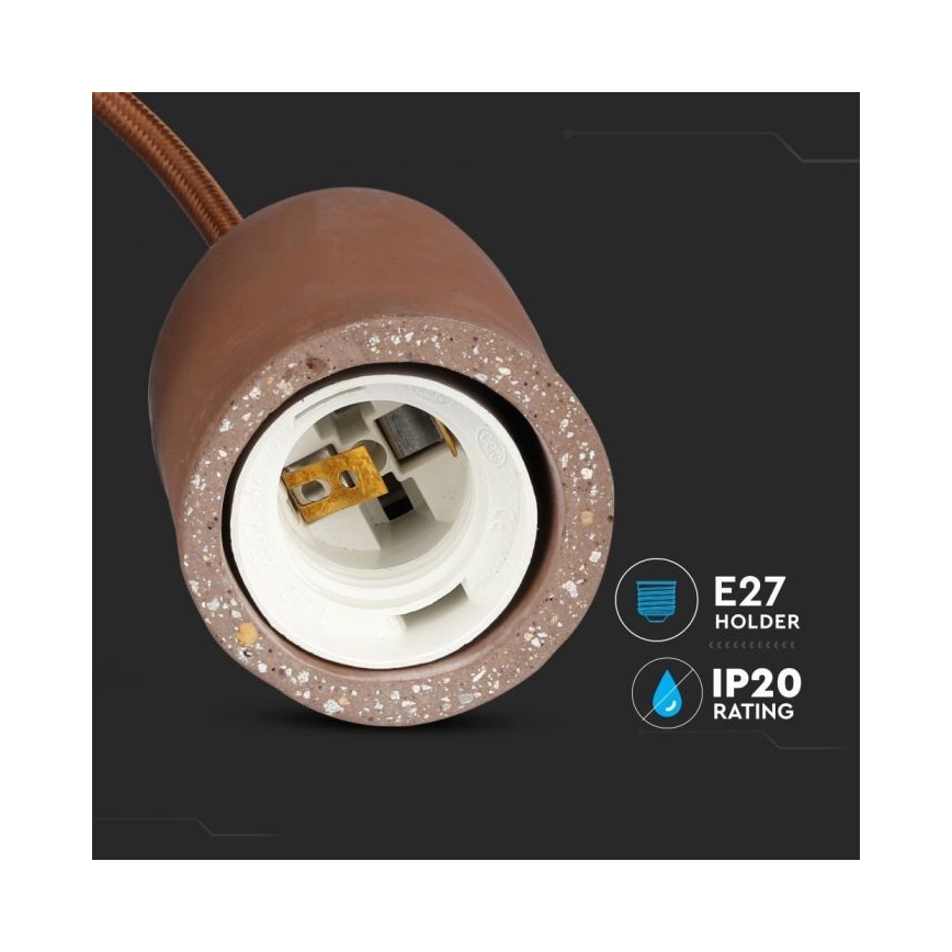 Strömkabel 1xE27/60W/230V betong/brun