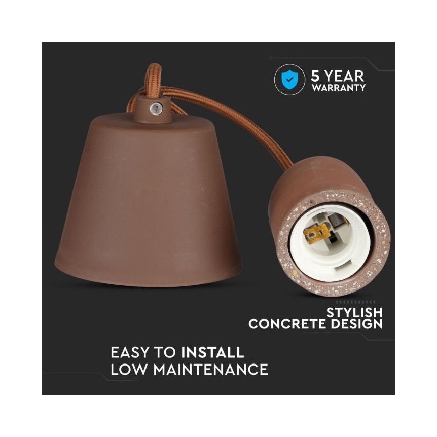 Strömkabel 1xE27/60W/230V betong/brun