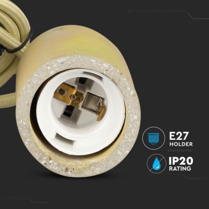 Strömkabel 1xE27/60W/230V betong/gul