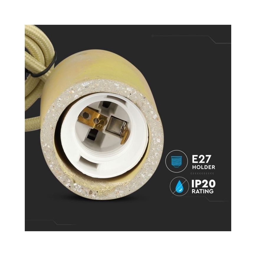 Strömkabel 1xE27/60W/230V betong/gul