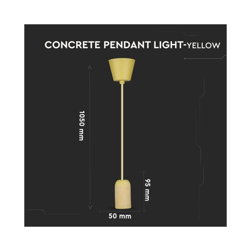 Strömkabel 1xE27/60W/230V betong/gul