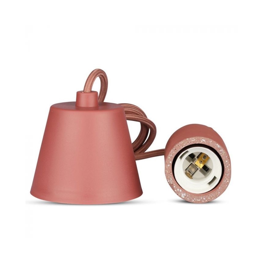 Strömkabel 1xE27/60W/230V betong/röd