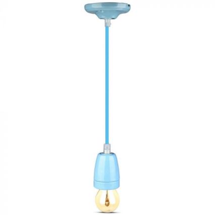 Strömkabel 1xE27/60W/230V blå/porslin