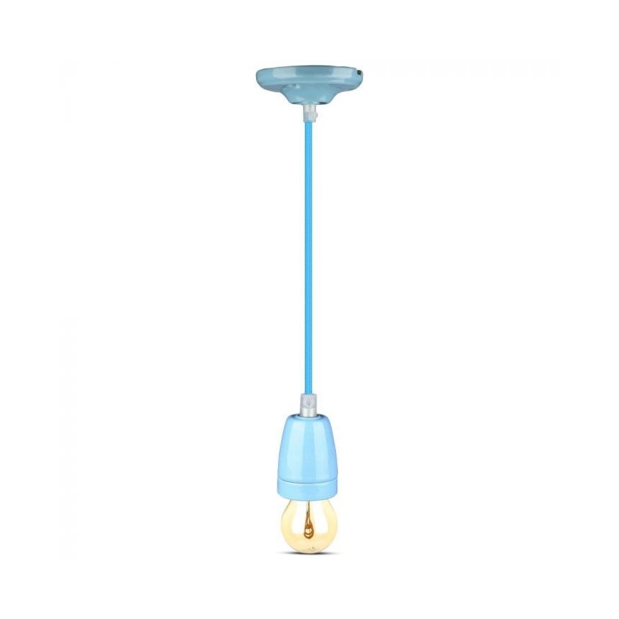 Strömkabel 1xE27/60W/230V blå/porslin