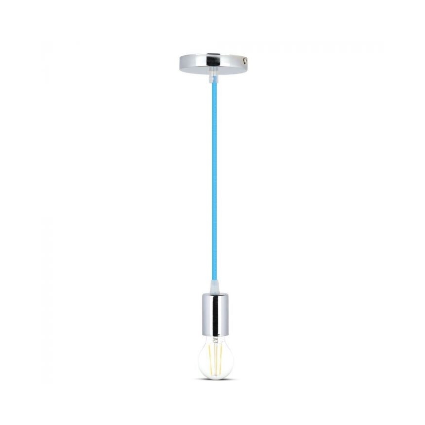 Strömkabel 1xE27/60W/230V blå/skinande krom