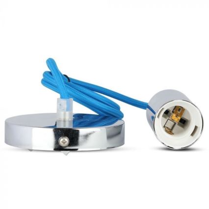 Strömkabel 1xE27/60W/230V blå/skinande krom