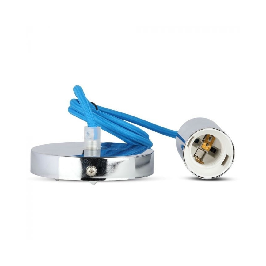 Strömkabel 1xE27/60W/230V blå/skinande krom