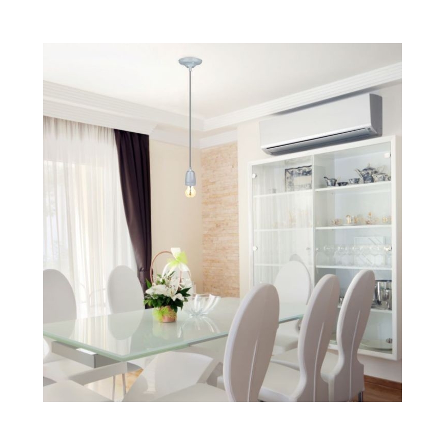 Strömkabel 1xE27/60W/230V grå/porslin