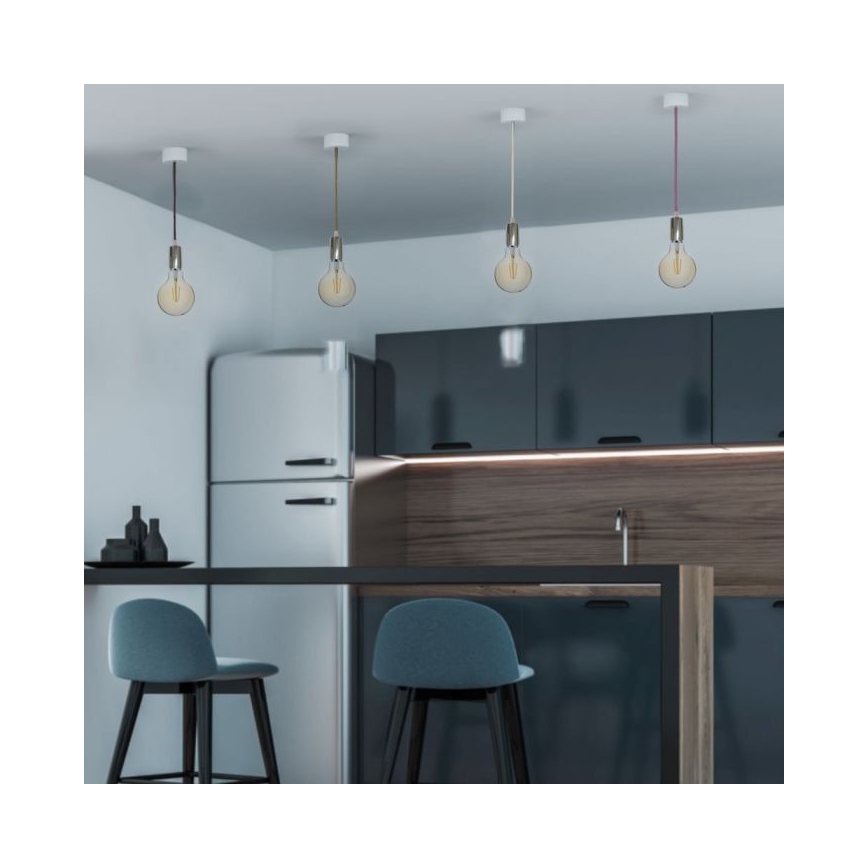 Strömkabel 1xE27/60W/230V grön/skinande krom