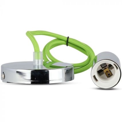 Strömkabel 1xE27/60W/230V grön/skinande krom