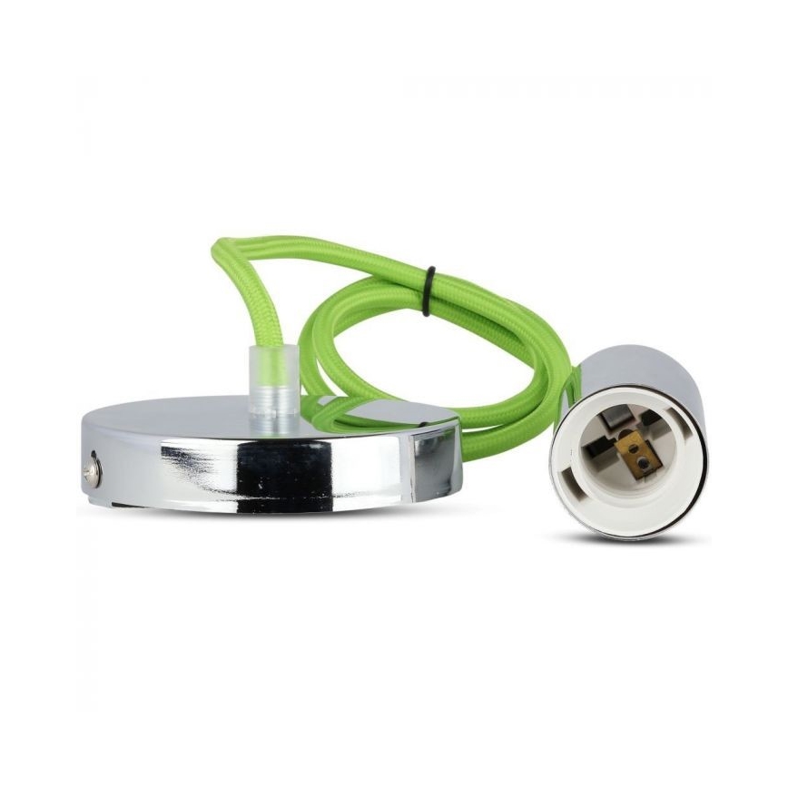 Strömkabel 1xE27/60W/230V grön/skinande krom