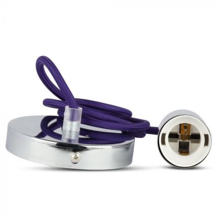 Strömkabel 1xE27/60W/230V lila/skinande krom