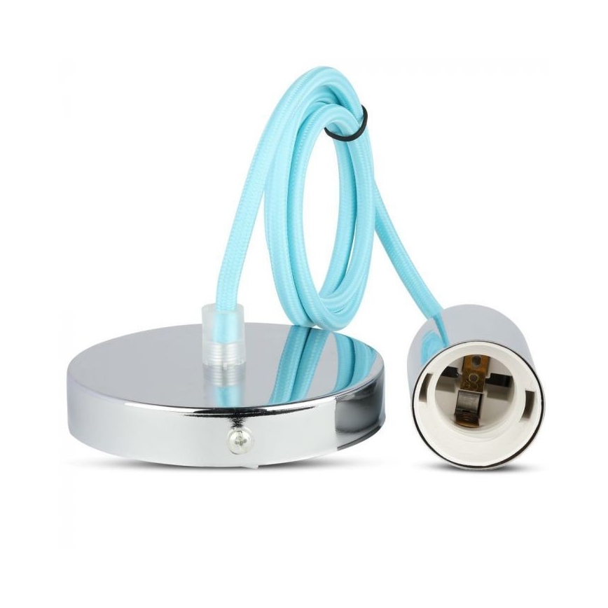 Strömkabel 1xE27/60W/230V ljusblå/skinande krom