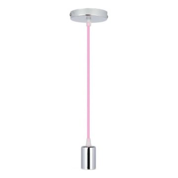 Strömkabel 1xE27/60W/230V ljusrosa/skinande krom