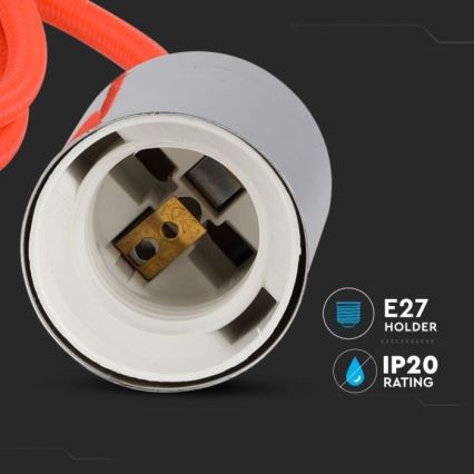 Strömkabel 1xE27/60W/230V orange/skinande krom