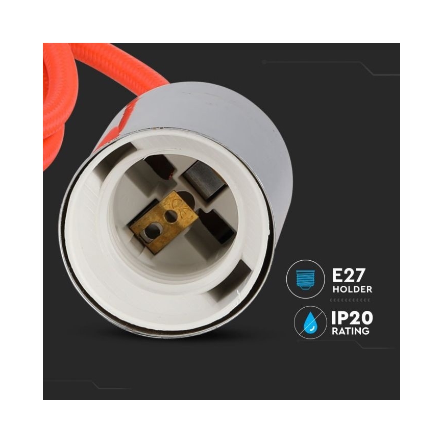 Strömkabel 1xE27/60W/230V orange/skinande krom