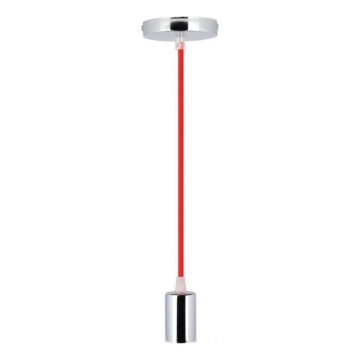 Strömkabel 1xE27/60W/230V röd/skinande krom