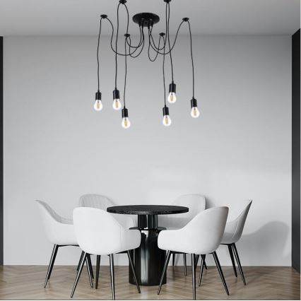 Strömkabel 6xE27/60W/230V spindel svart