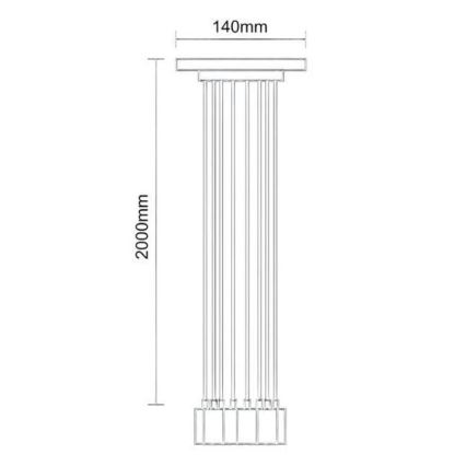 Strömkabel 6xE27/60W/230V spindel svart