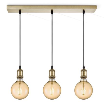 Strömkabel VINTAGE 3xE27/40W/230V mässing