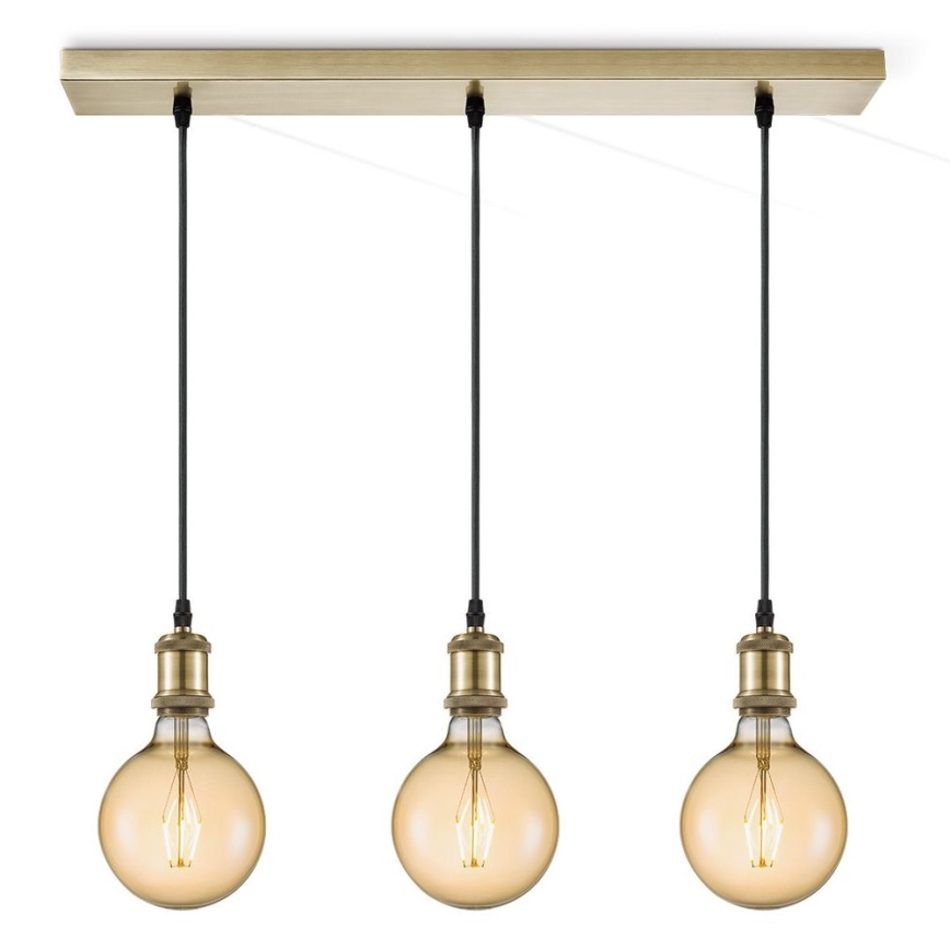 Strömkabel VINTAGE 3xE27/40W/230V mässing