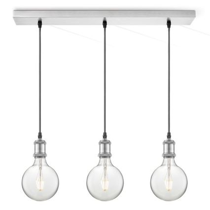 Strömkabel VINTAGE 3xE27/40W/230V matt krom