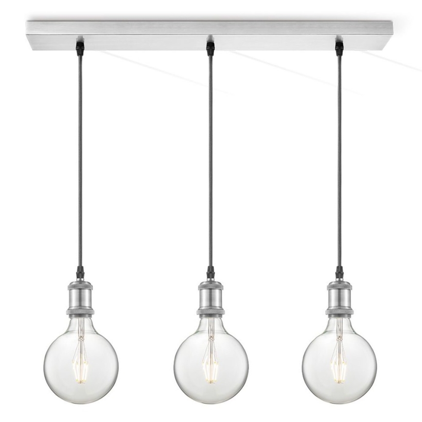 Strömkabel VINTAGE 3xE27/40W/230V matt krom