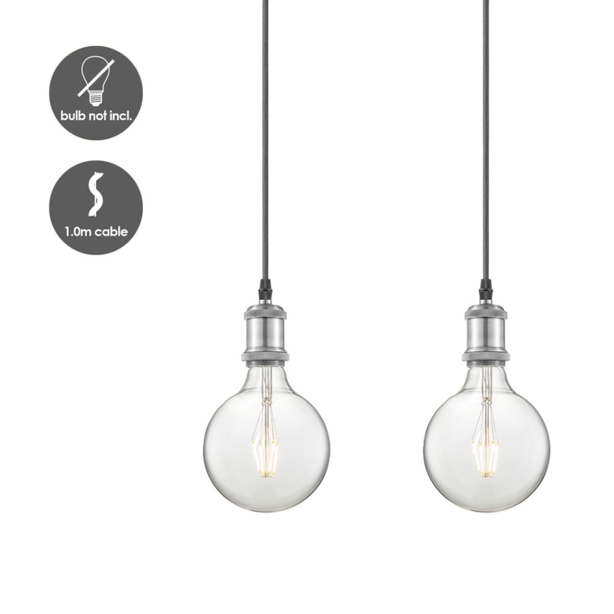 Strömkabel VINTAGE 3xE27/40W/230V matt krom