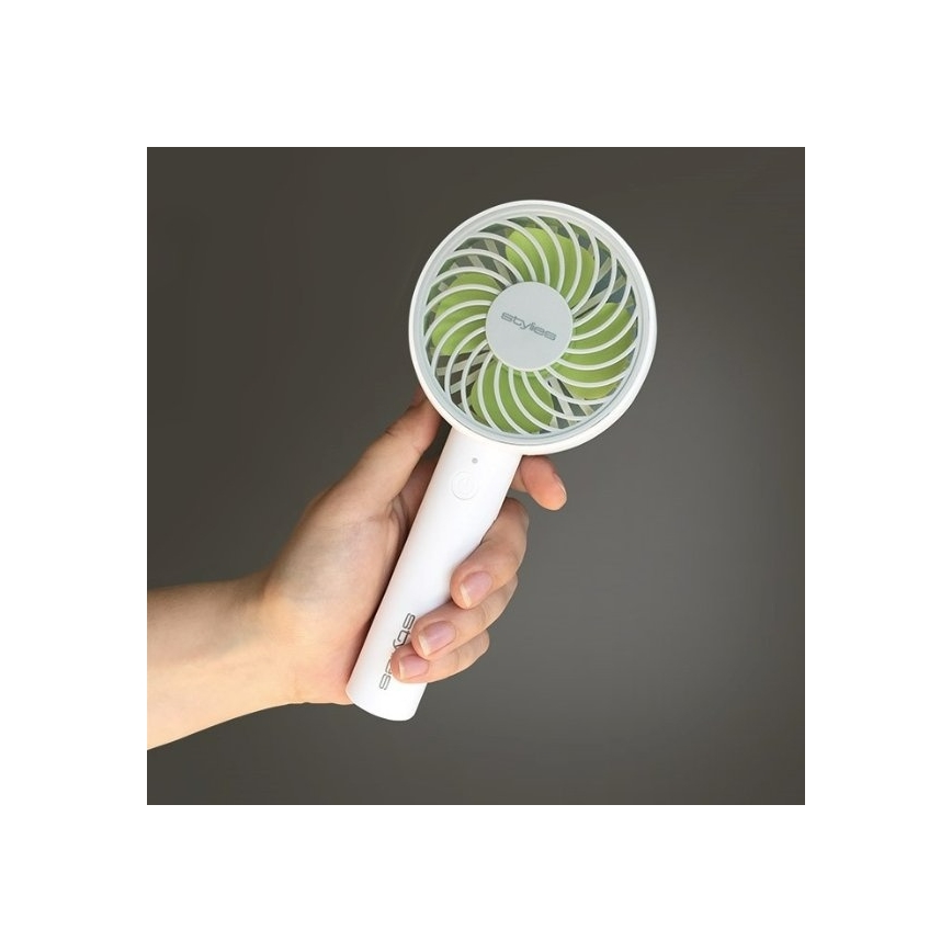 Stylies - Uppladdningsbar handfläkt LACERTA 4W/5V 2500 mAh vit