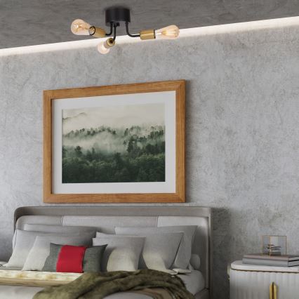 Surface-mounted ljuskrona BRENDA 3xE27/60W/230V svart/guld