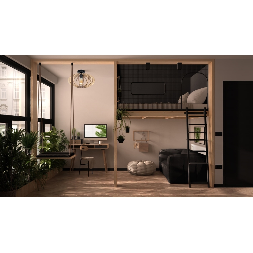 Surface-mounted ljuskrona EARTH 1xE27/60W/230V svart/beige